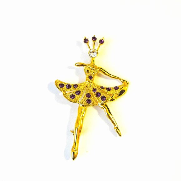 PRETTY BALLERINA GOLD PIN, CHOOSE RED, CLEAR, NAVY - Picture 3 of 6